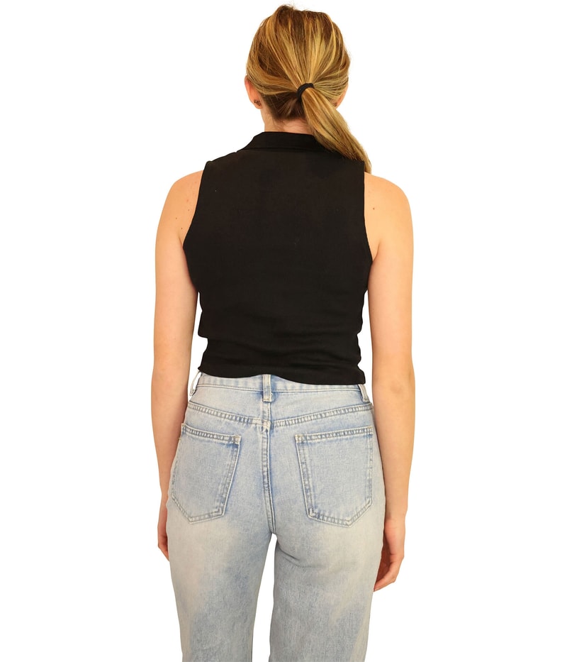 Elevenparis Womens Snap Front Cropped Tank Top