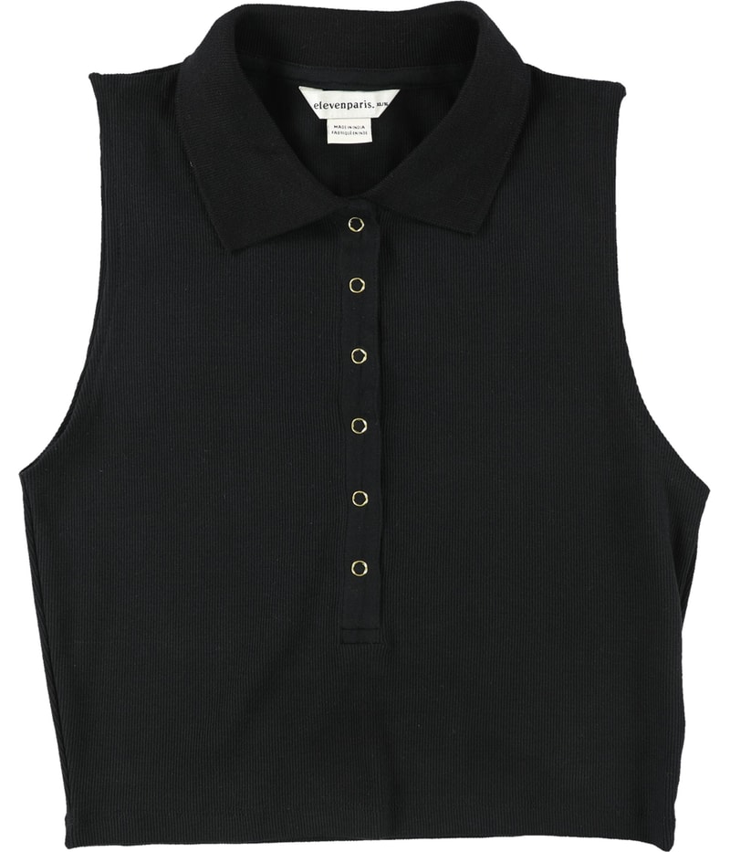 Elevenparis Womens Snap Front Cropped Tank Top