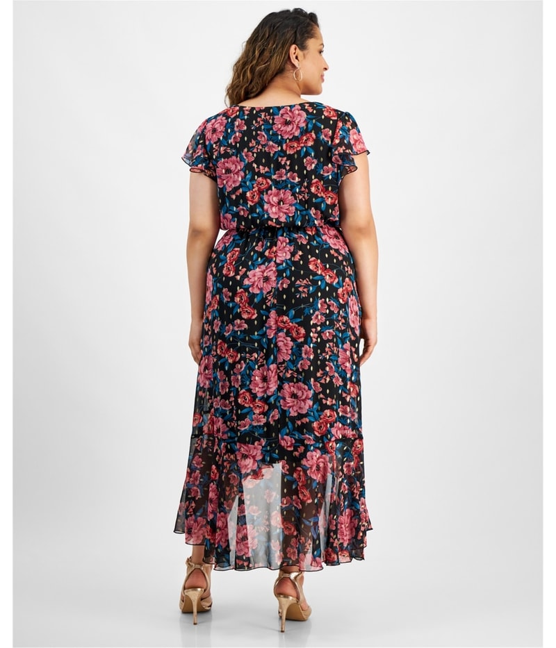 City Studio Womens Faux-Wrap Maxi Dress