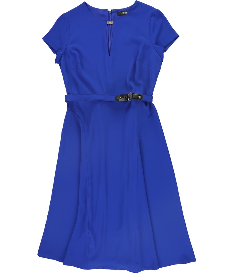 Ralph Lauren Womens Belted Georgette Midi Dress