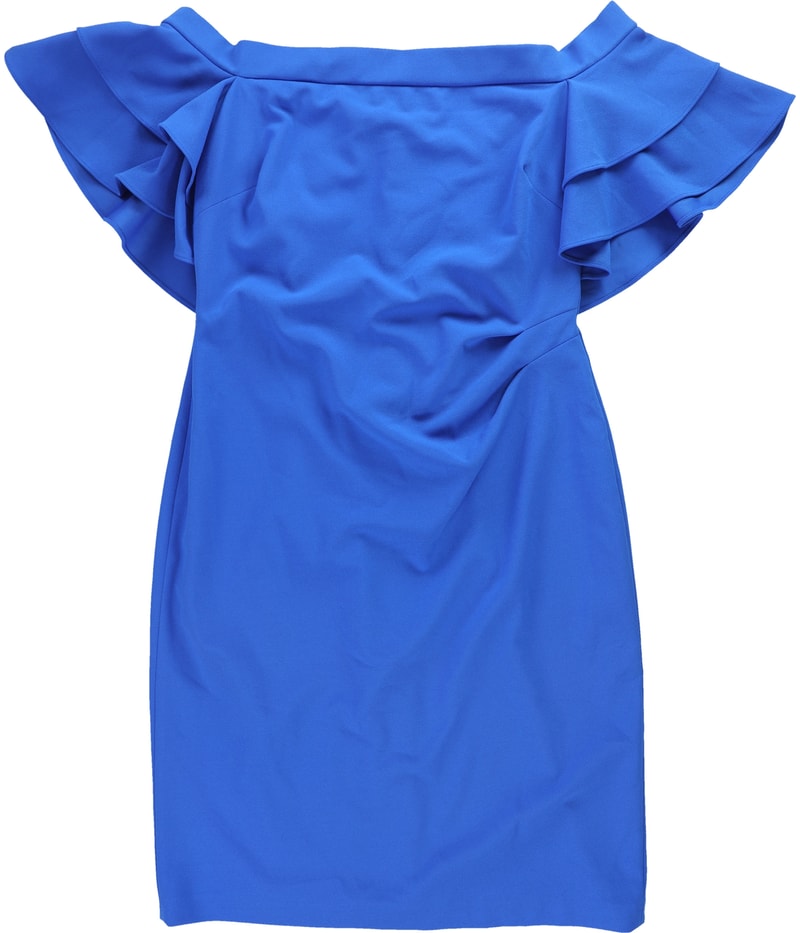 Ralph Lauren Womens Ruffle Off-Shoulder Cocktail Dress