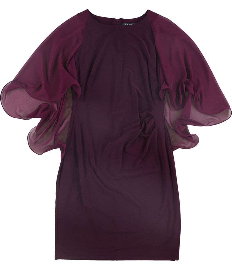 Ralph Lauren Womens Illusion Capelet Cocktail Dress
