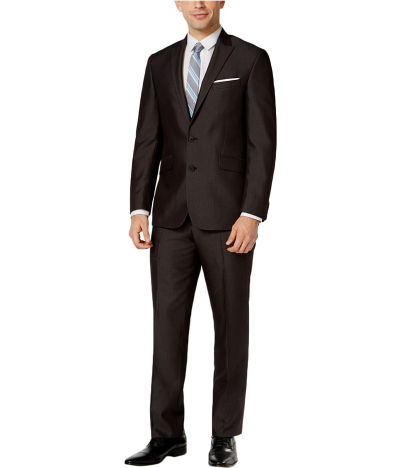 Kenneth Cole Mens Black Micro Stripe Two Button Formal Suit