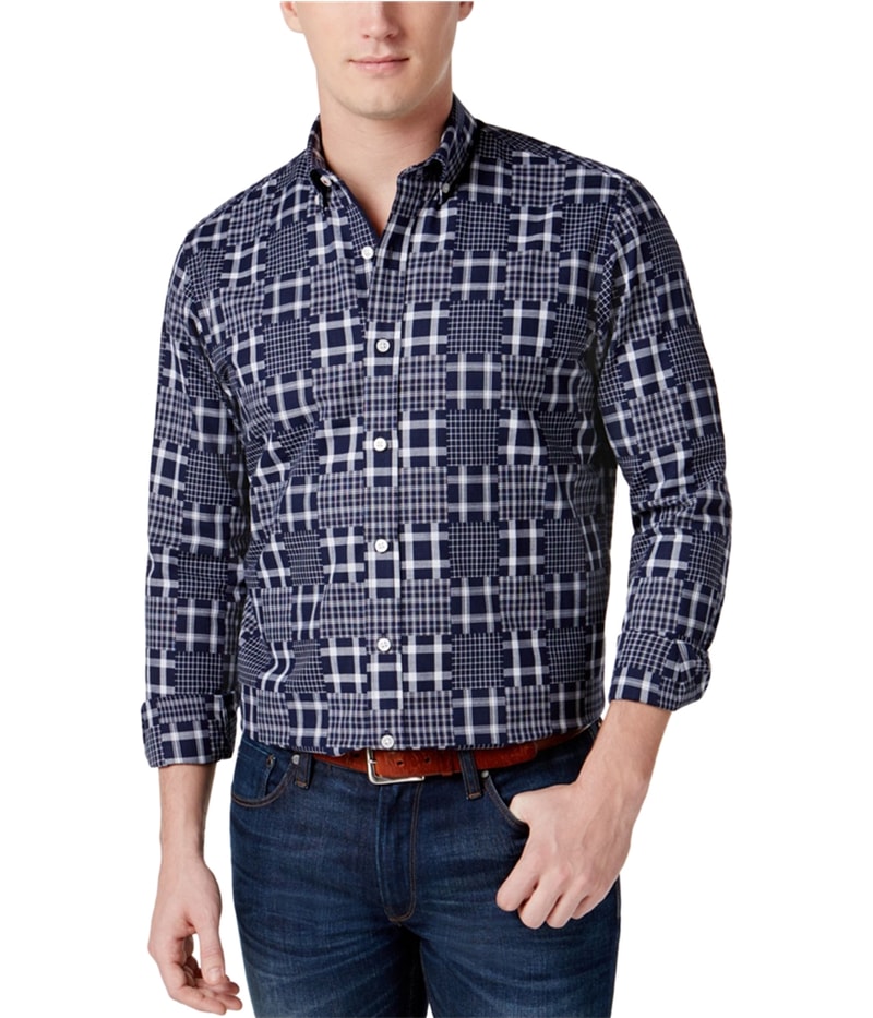 Club Room Mens Patchwork Print Button Up Shirt