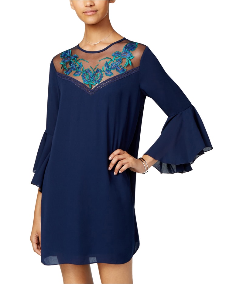 City Studio Womens Bell Sleeve A-line Dress
