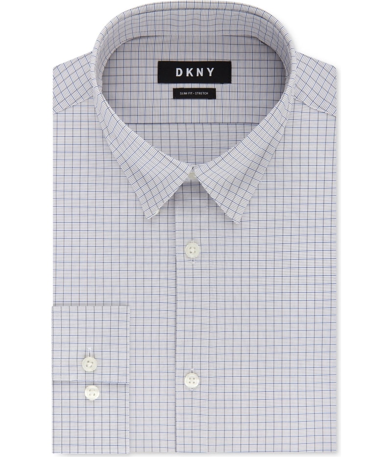 DKNY Mens Check Button Down Dress Shirt
