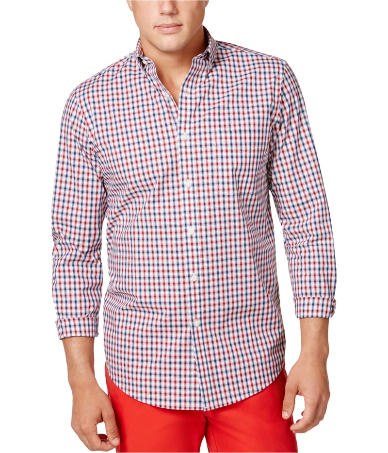 Club Room Mens Gingham Button Up Shirt