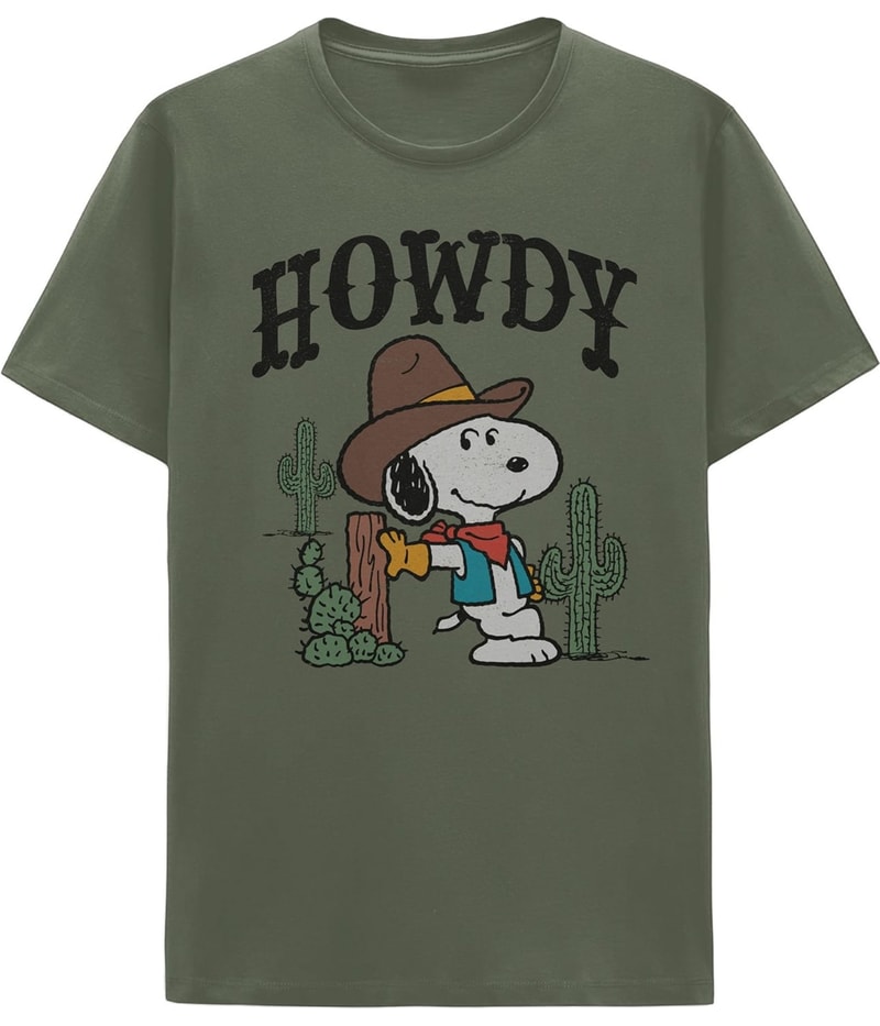 Hybrid Mens Snoopy Howdy Partner Graphic T-Shirt