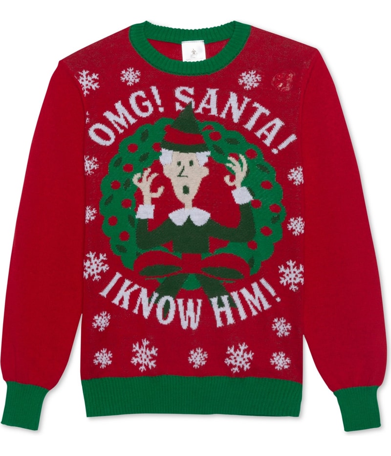 New Line Productions, Inc. Mens Omg Santa Knit Sweater