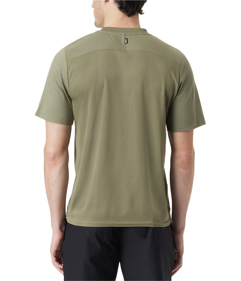 BASS OUTDOOR Mens Pocket Tee Basic T-Shirt in Dark Green, view 2