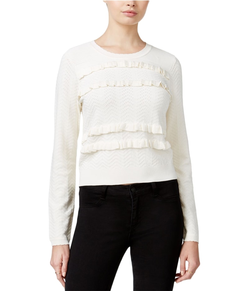 maison Jules Womens Ruffled Knit Sweater