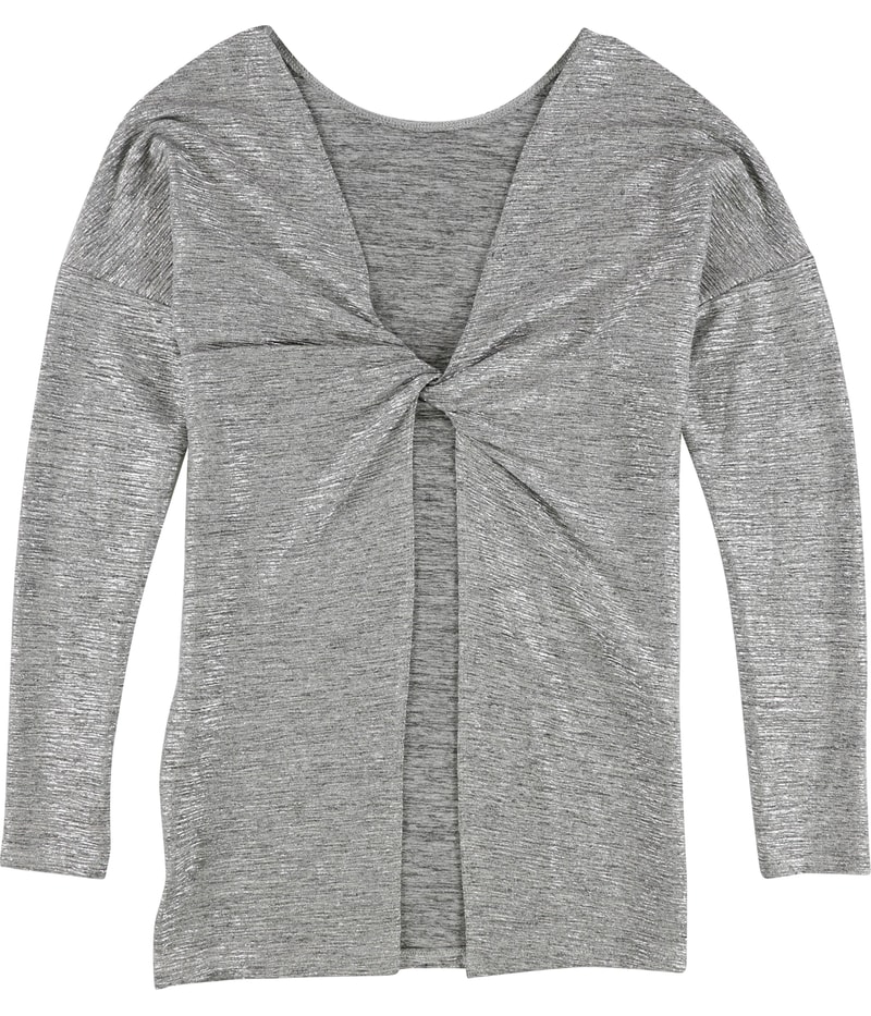 bar III Womens Metallic Twist-Back Knit Blouse