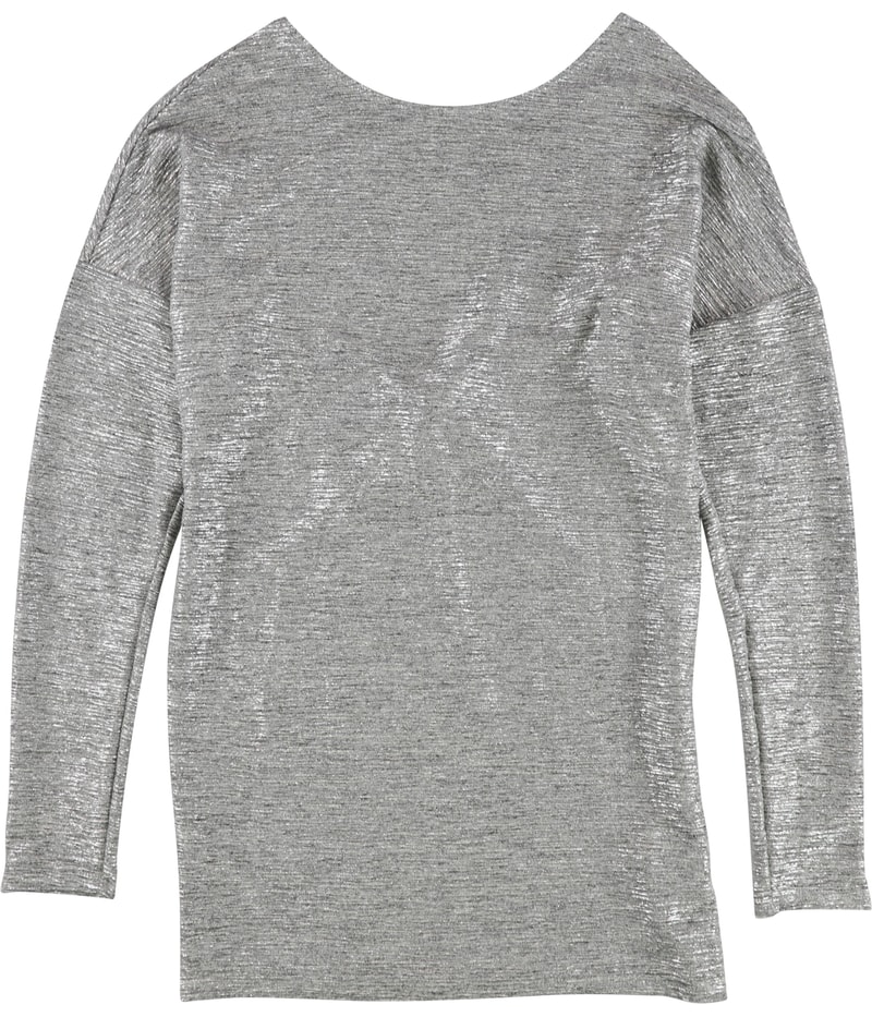 bar III Womens Metallic Twist-Back Knit Blouse