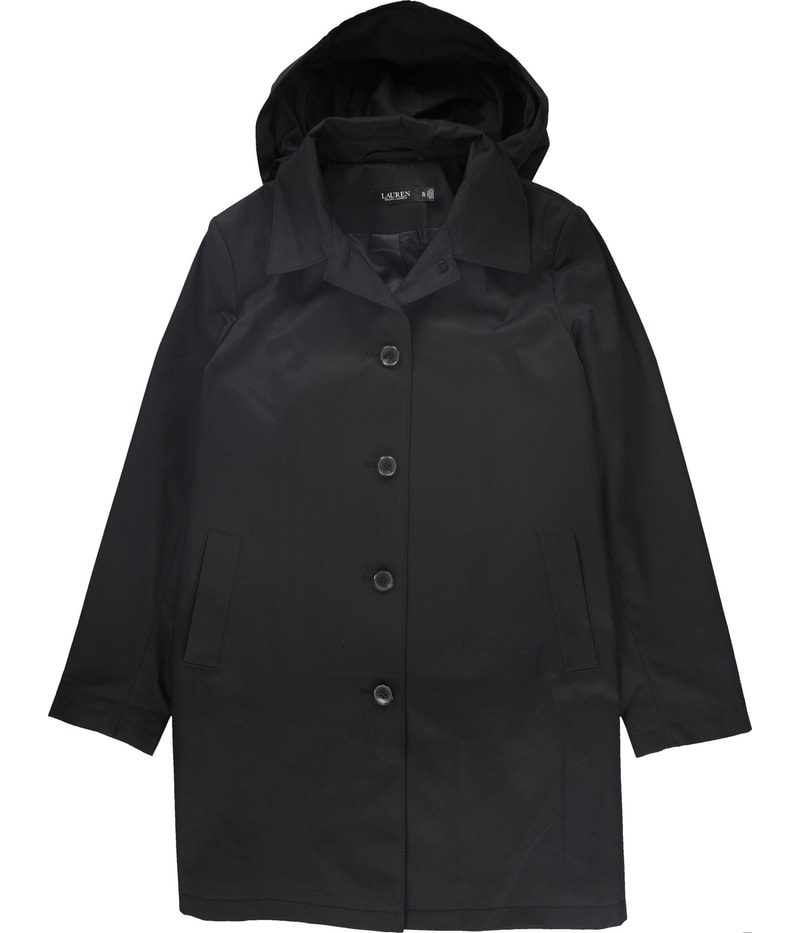 Ralph Lauren Womens Balmacaan Hooded Raincoat Trench Coat
