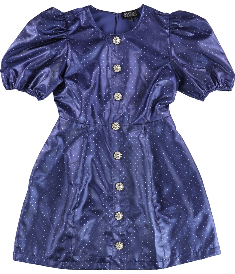 Danielle Bernstein Womens Rhinestone Buttons Mini Dress
