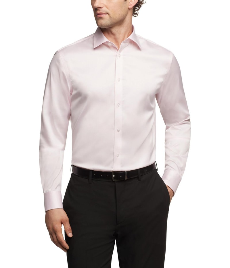 Calvin Klein Mens Refined Cotton Stretch Button Down Dress Shirt