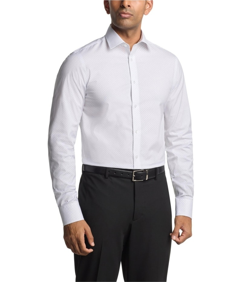 Calvin Klein Mens Refined Cotton Stretch Button Down Dress Shirt