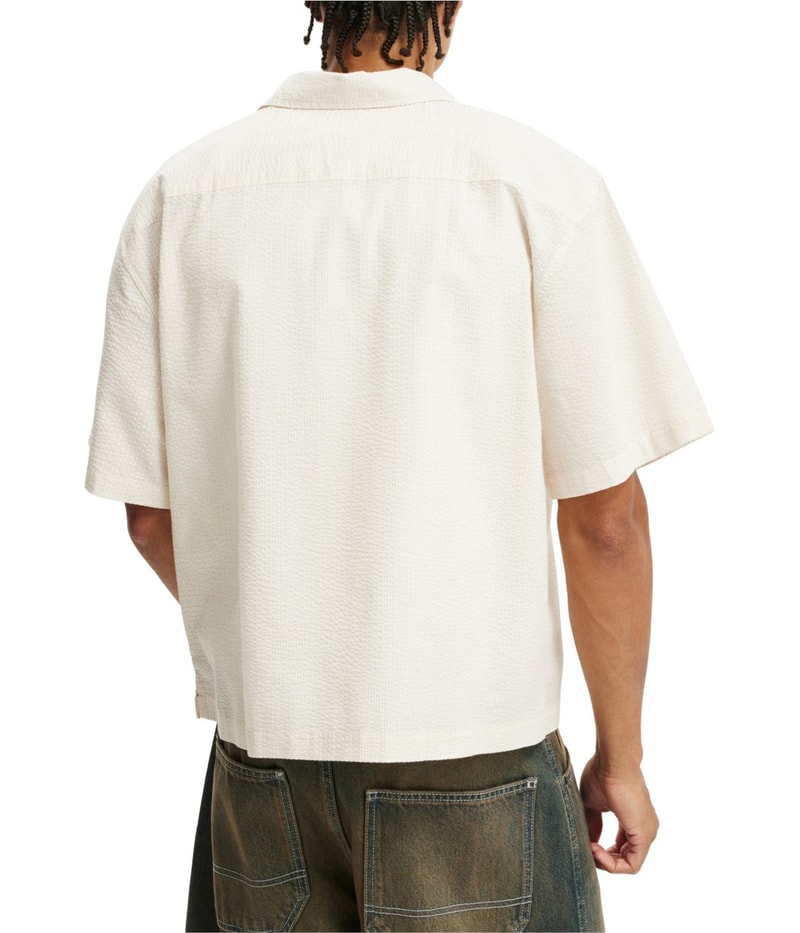 Cotton On Mens Seersucker Stripe Button Up Shirt