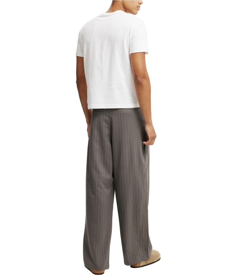 Cotton On Mens Super Baggy Pleated Pinstripe Wide Leg Loose Slacks Dress Pants