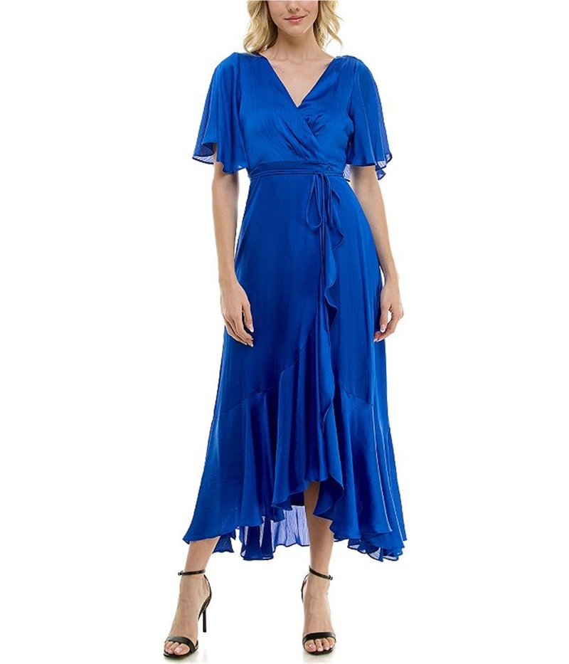 Taylor Womens Flutter Sleeve A-line Dress
