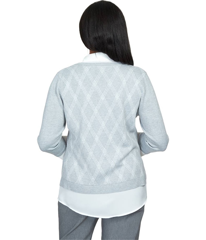 Alfred Dunner Womens Diamond Pullover Knit Blouse