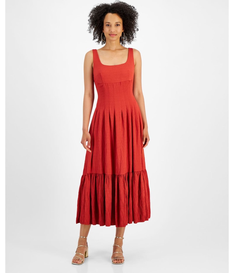 Taylor Womens Solid Tiered Dress