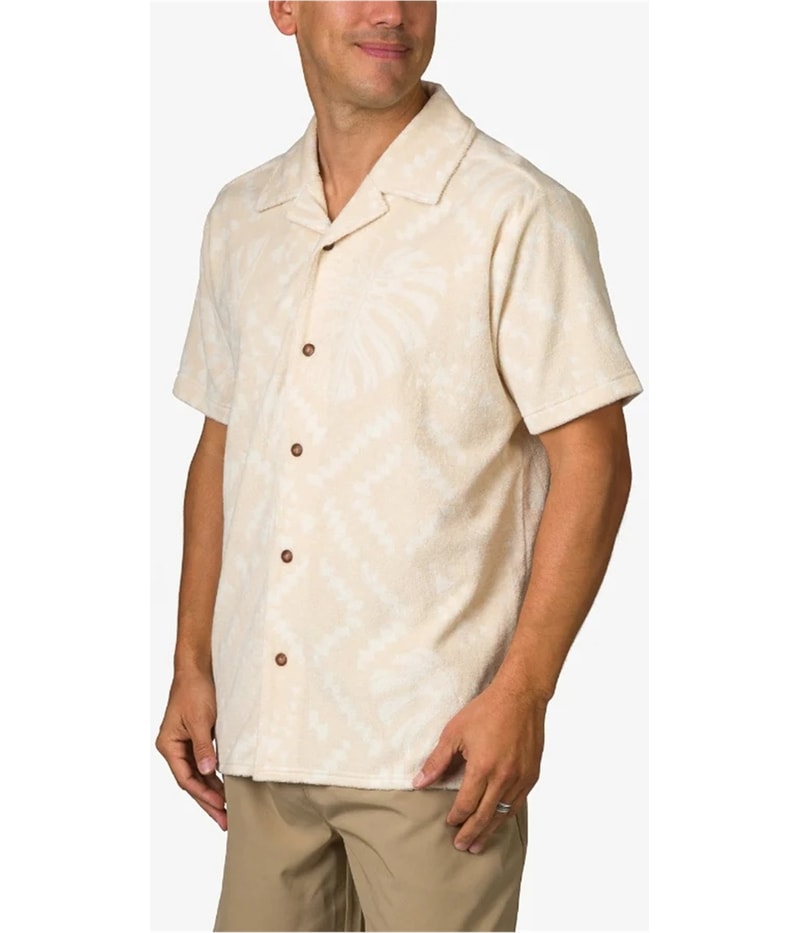 Reef Mens Novak Terry Towel Button Up Shirt, view 2