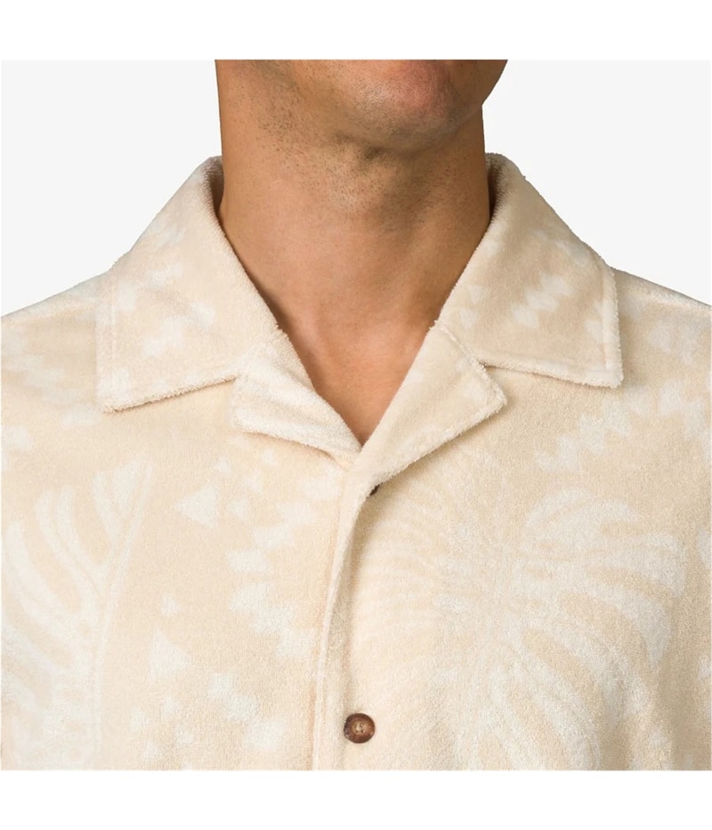 Reef Mens Novak Terry Towel Button Up Shirt, view 4