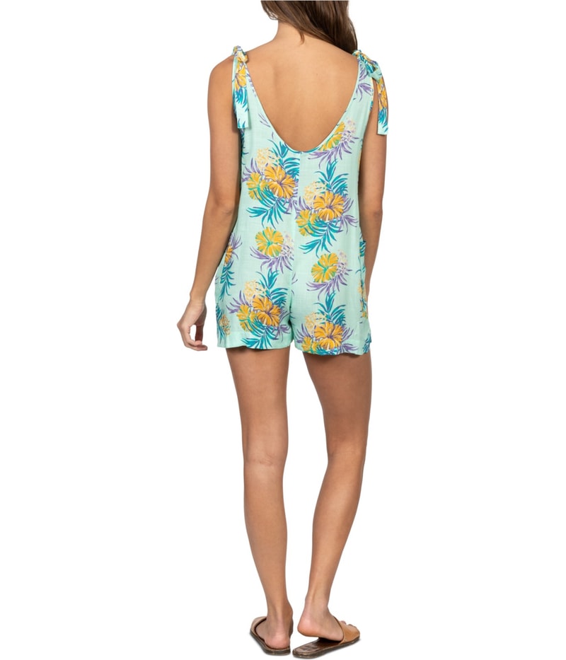 Hurley Womens Everyday Tie Romper Jumpsuit in Green, image 2 of 2