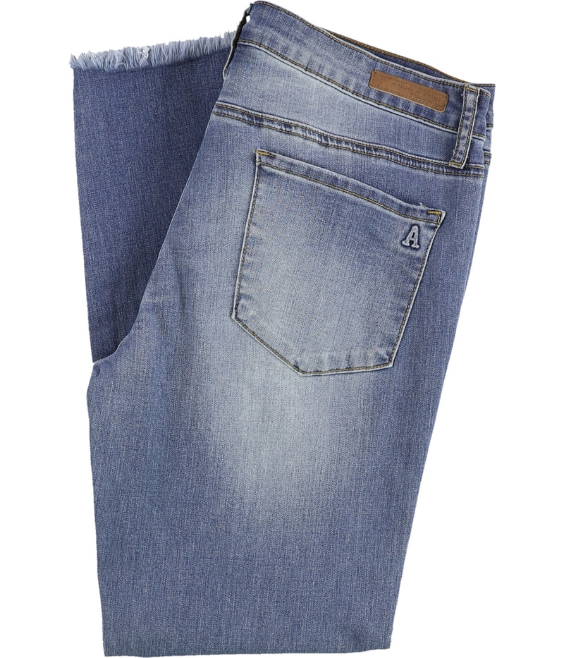 Articles of Society Womens Frayed Hem Straight Leg Regular Cropped Jeans