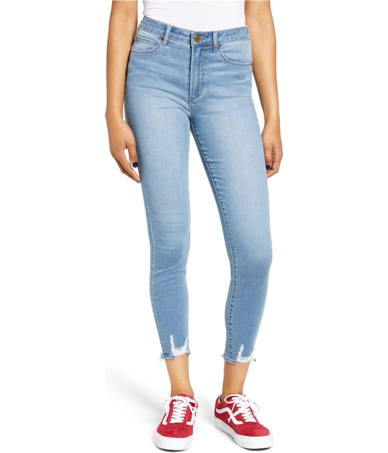 Articles of Society Womens Distressed Hem Tapered Skinny Jeans