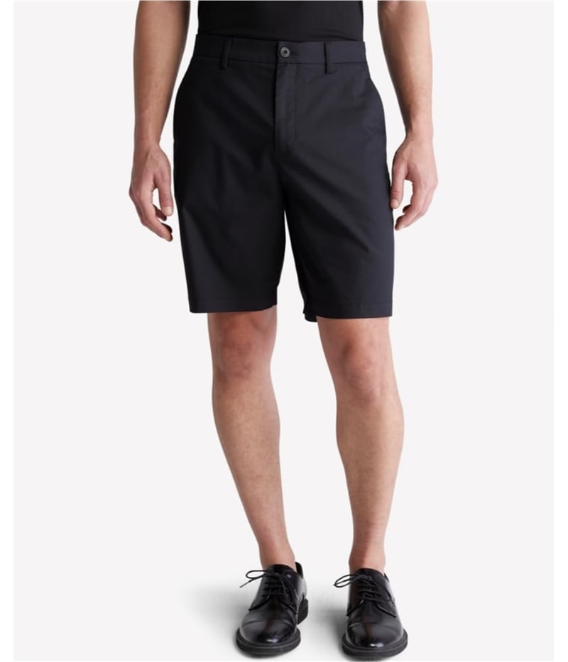 Calvin Klein Mens Refined Slim Fit 9” Casual Chino Shorts in Black, view 2