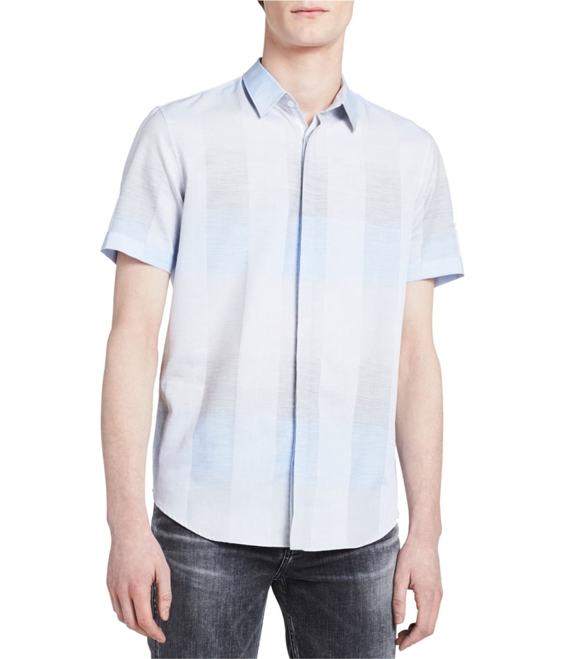Calvin Klein Mens Covered-Placket Button Up Shirt