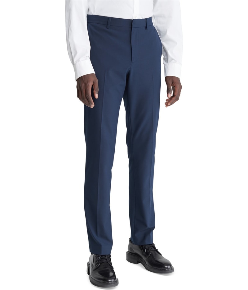 Calvin Klein Mens Elevated 4-Way Stretch Straight Leg Slim Slacks Dress Pants
