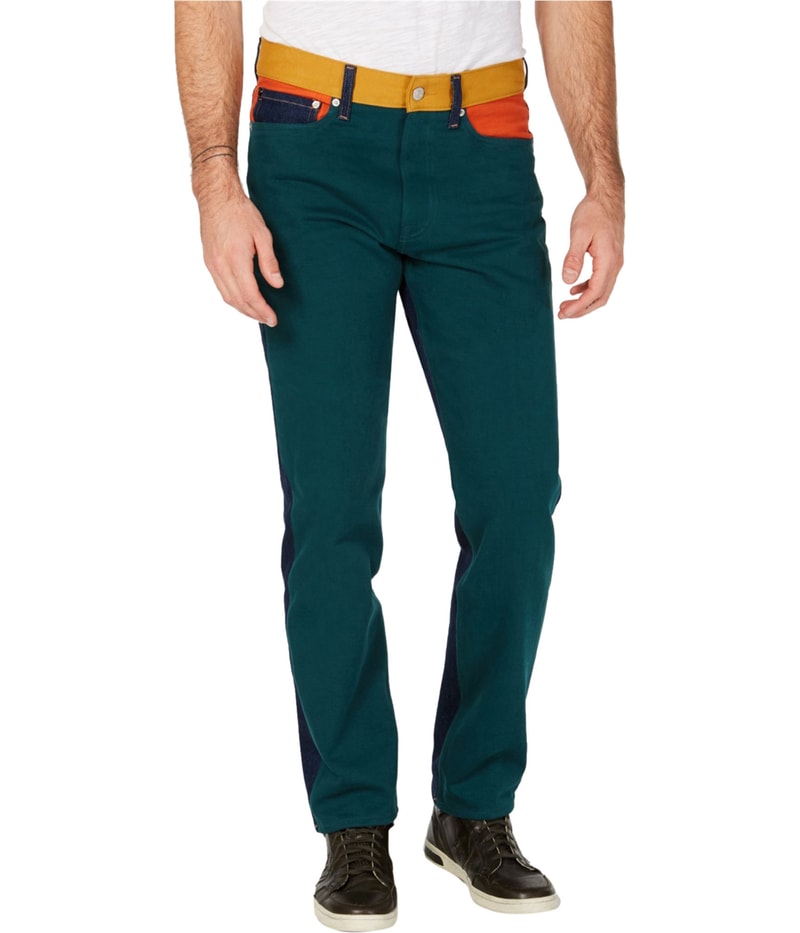 Calvin Klein Mens Patch Colorblock Regular Straight Leg Jeans