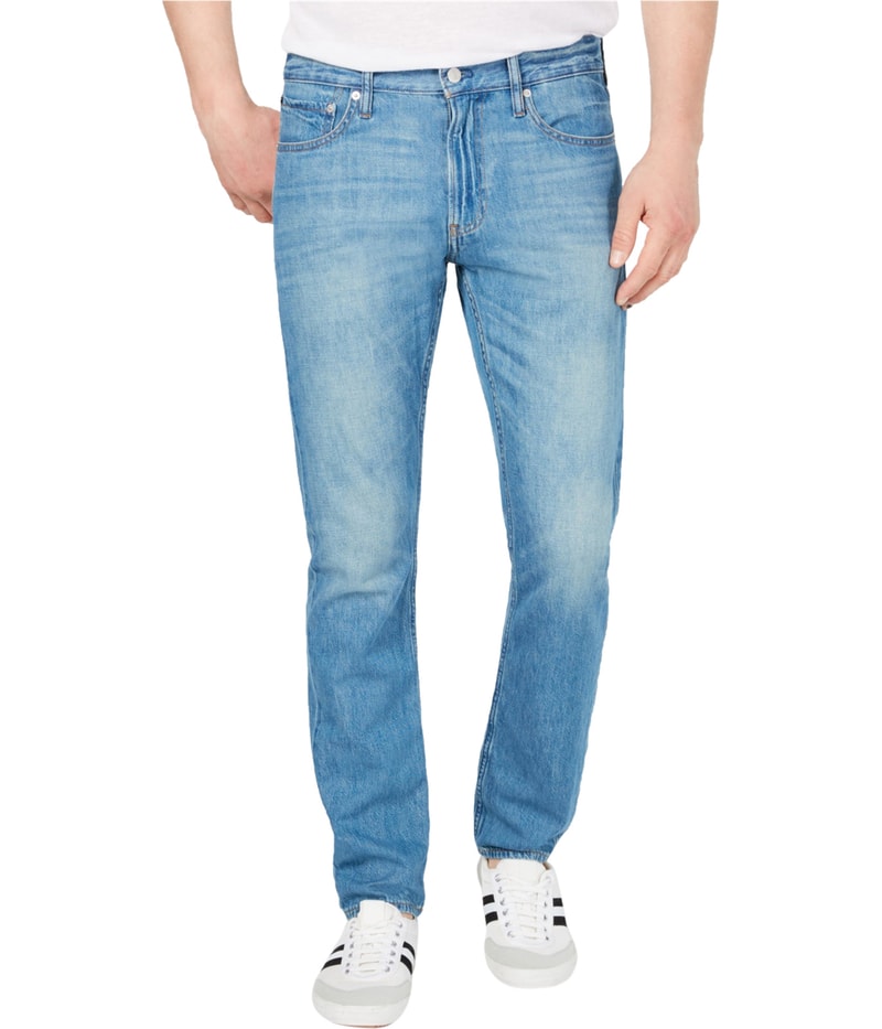 Calvin Klein Mens Embroidered Tapered Slim Jeans