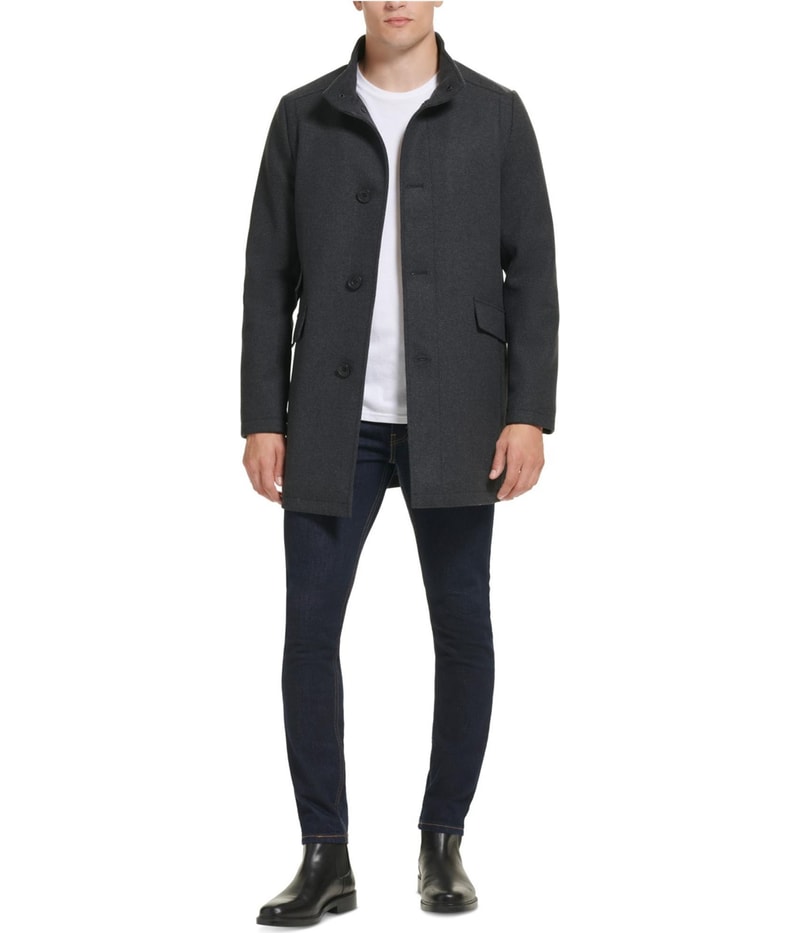 Kenneth Cole Mens Wool-Blend Trench Coat