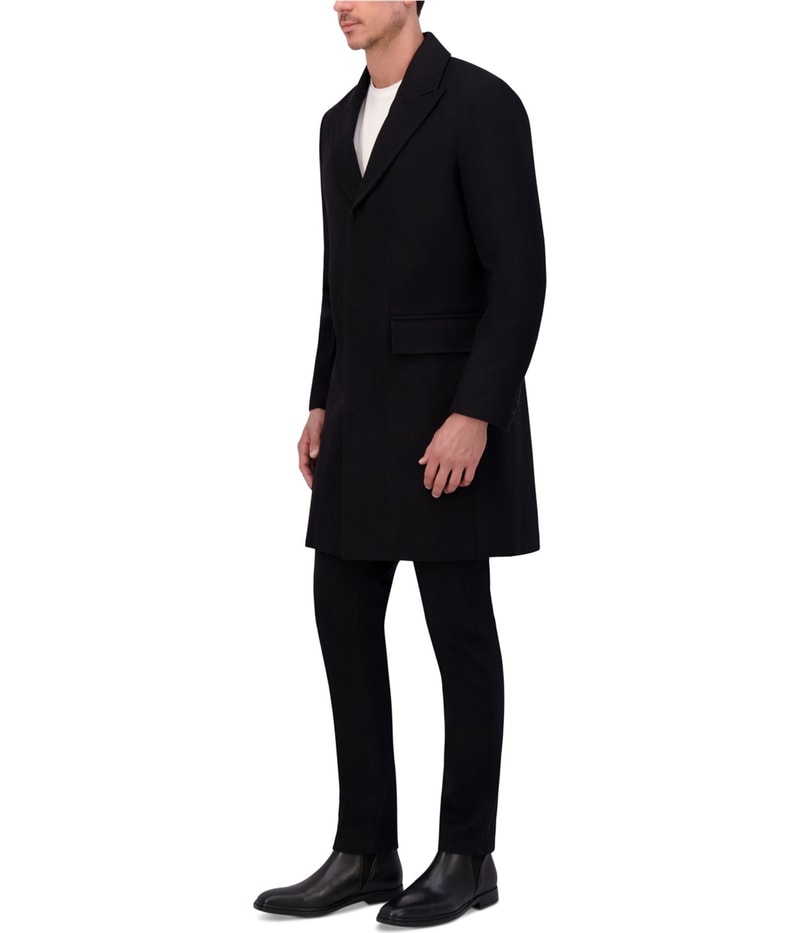 Kenneth Cole Mens Wool-Blend Melton Overcoat Dress