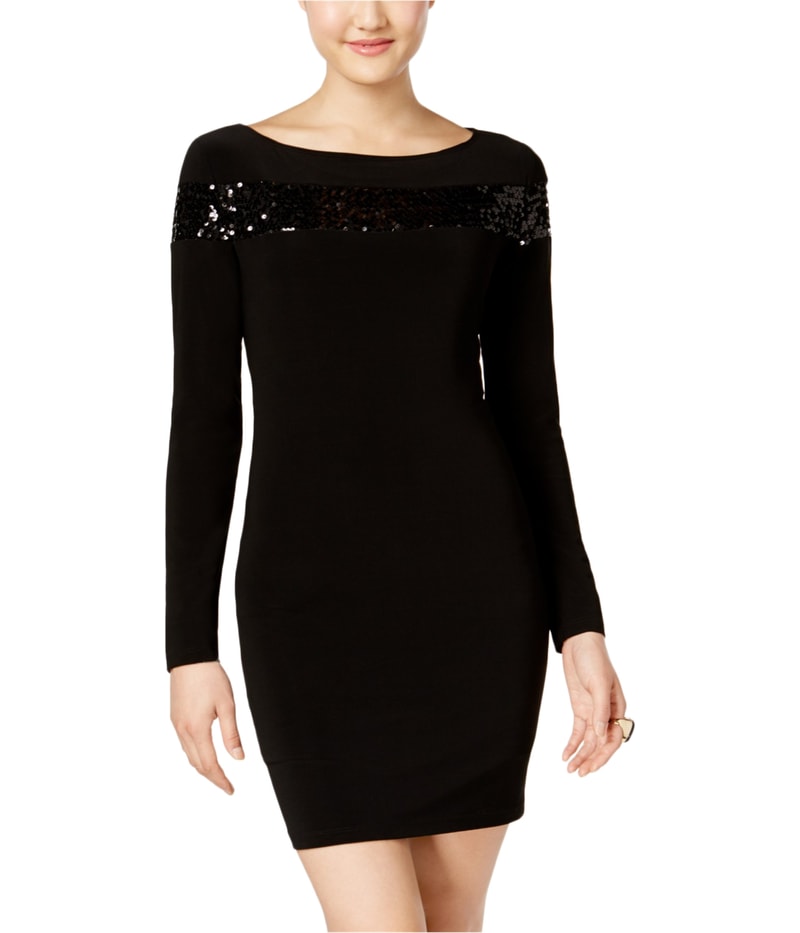 Jump Apparel Womens Sequin Trim Bodycon Dress