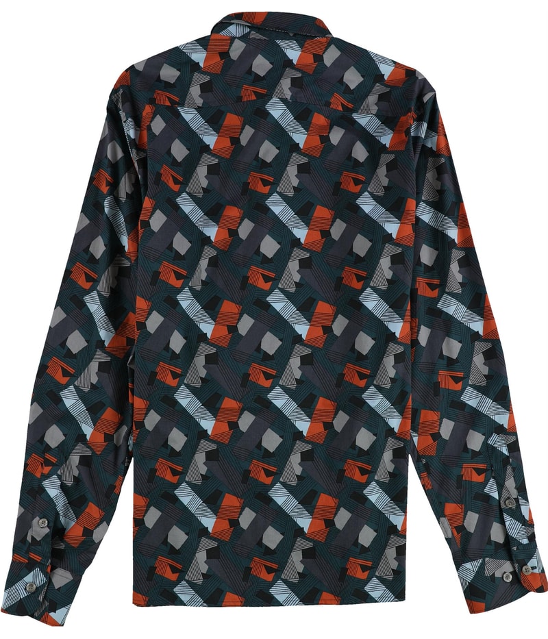 Perry Ellis Mens Stretch Roadmap Print Button Up Shirt
