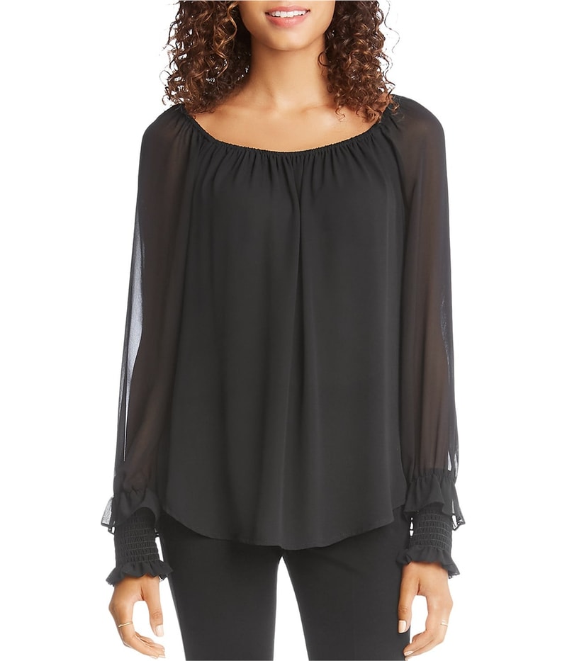 Karen Kane Womens Ruffle Sleeves Shell Blouse