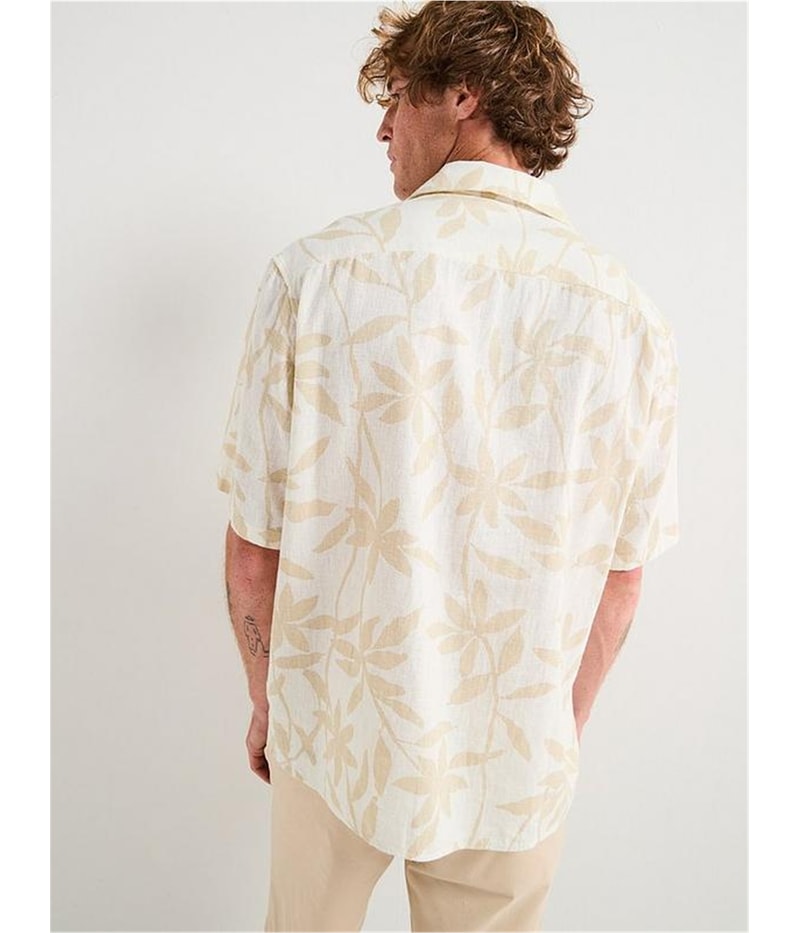 Calvin Klein Mens Camp Collar Print Button Up Shirt, view 2