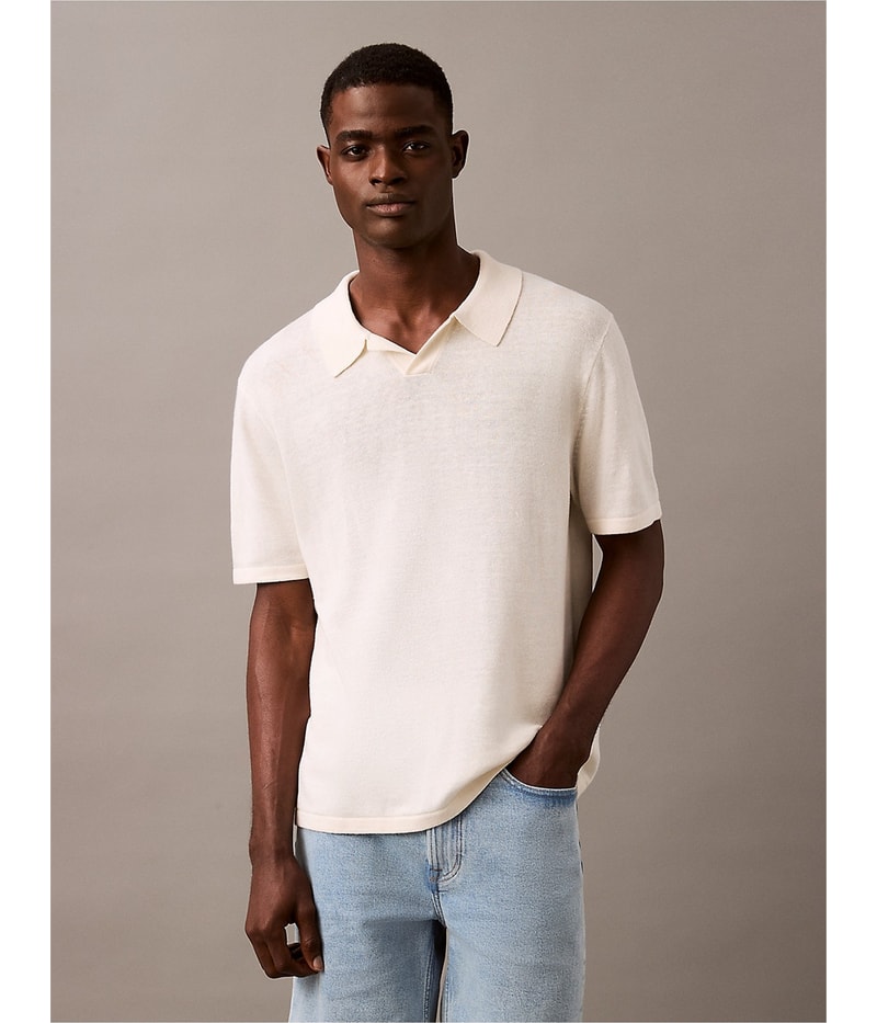 Calvin Klein Mens Textured Open-C Polo Shirt