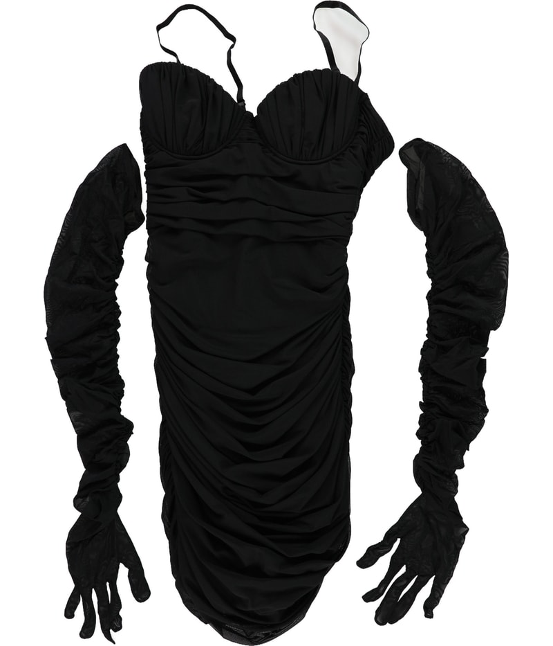 GUESS Womens Ruched, With Gloves Mini Dress