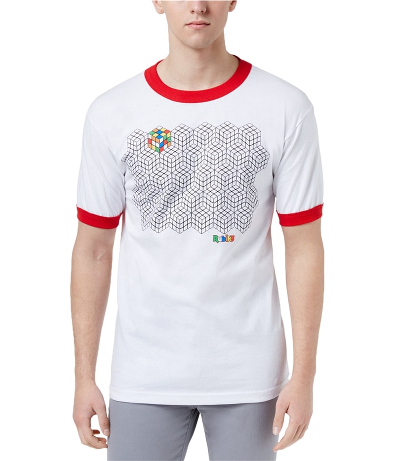 C-Life Mens Rubik’S Cube Ringer Graphic T-Shirt