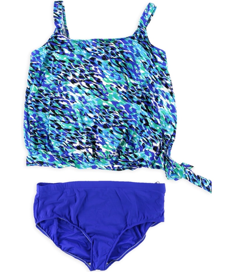 Swim Solutions Womens Waist Tie Brief 2 Piece Tankini