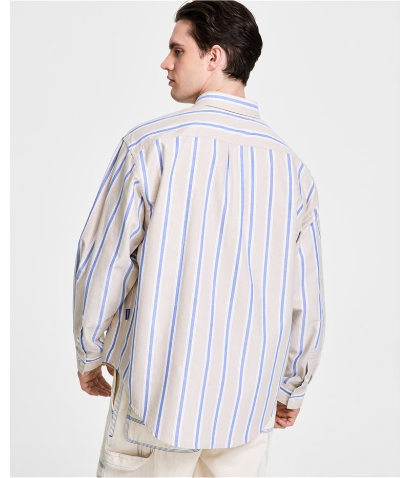 Hugo Boss Mens Oversized-Fit Stripe Button Up Shirt