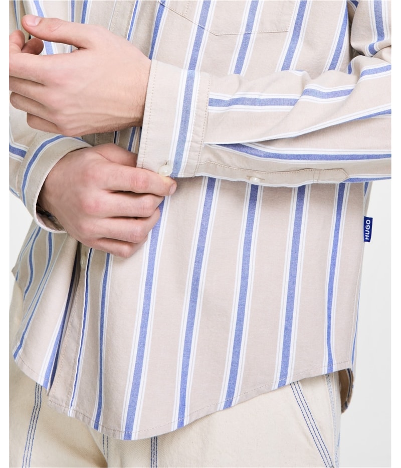 Hugo Boss Mens Oversized-Fit Stripe Button Up Shirt