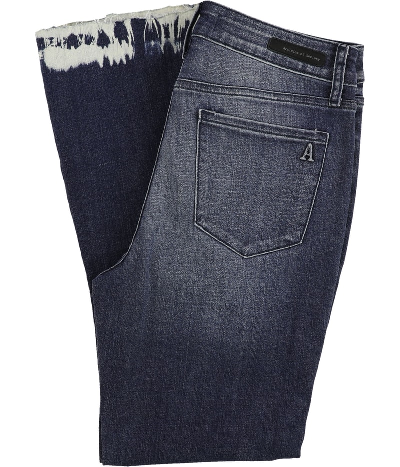 Articles of Society Womens London Raw Hem Flare Regular Cropped Jeans