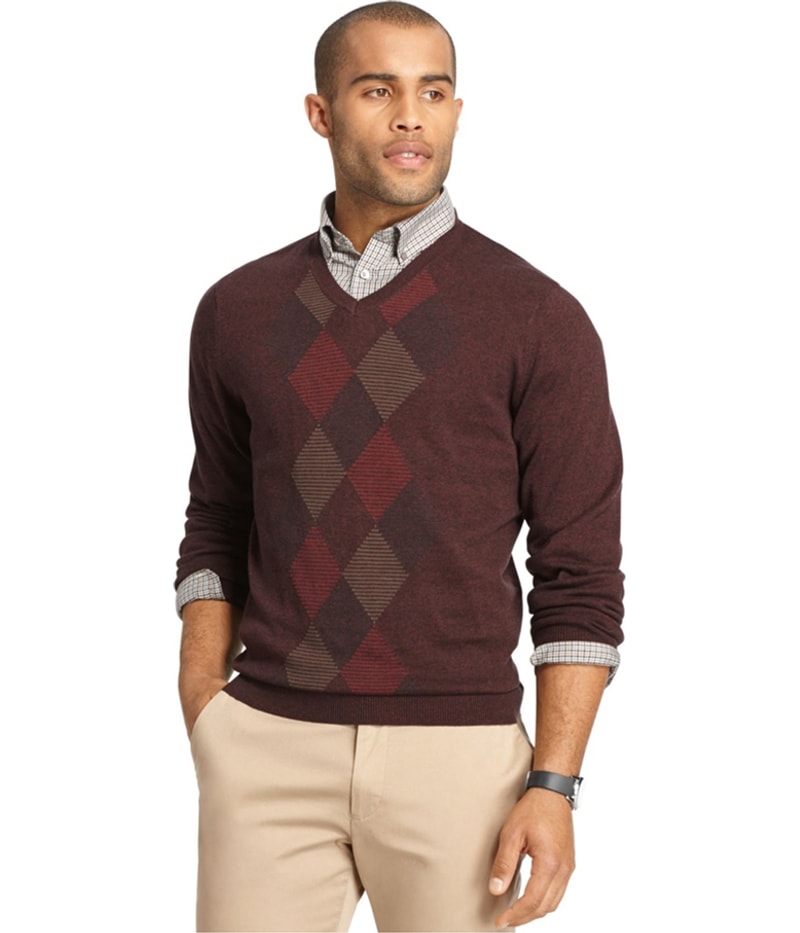 Van Heusen Mens Feeder-Stripe Diamond V Neck Pullover Sweater